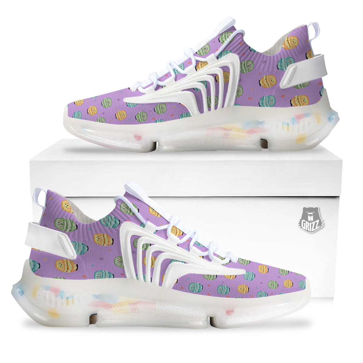 Macarons Cute Print Pattern White Gym Shoes-grizzshop