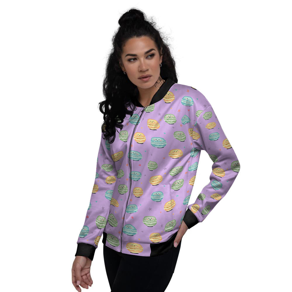 Macarons Cute Print Pattern Women's Bomber Jacket-grizzshop