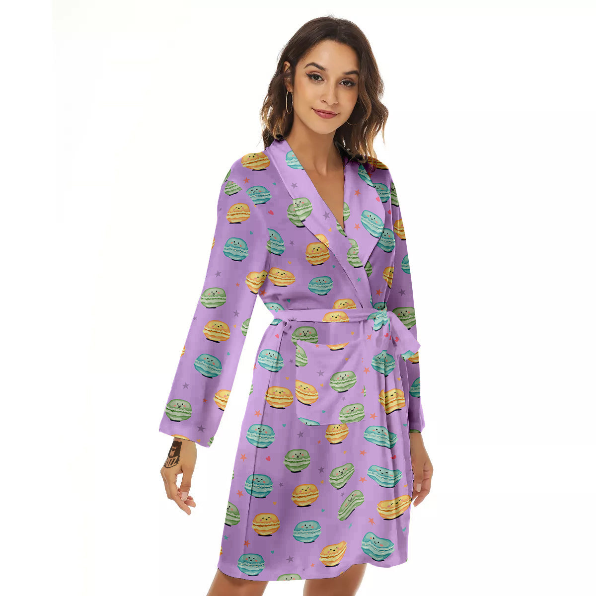 Macarons Cute Print Pattern Women's Robe-grizzshop