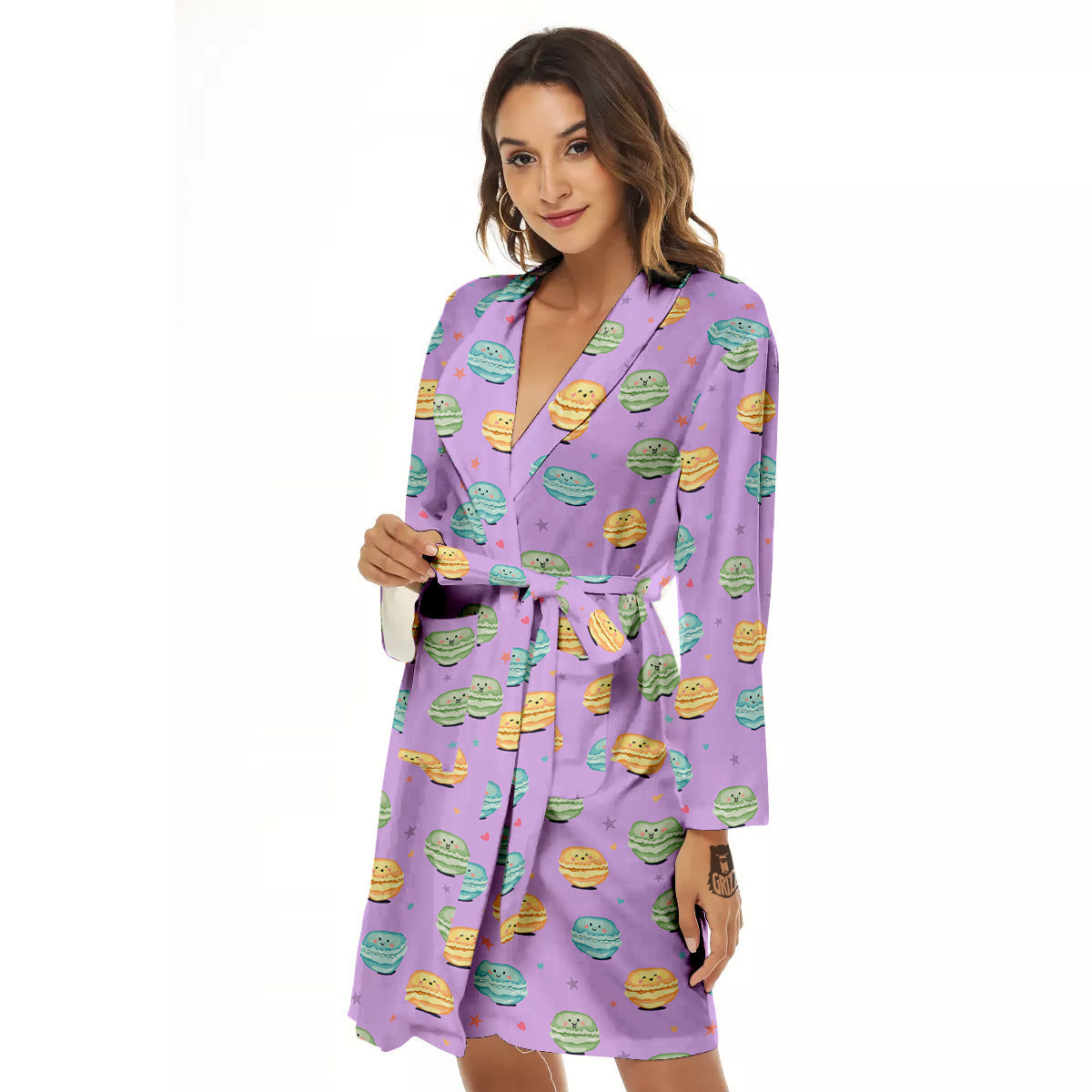 Macarons Cute Print Pattern Women's Robe-grizzshop