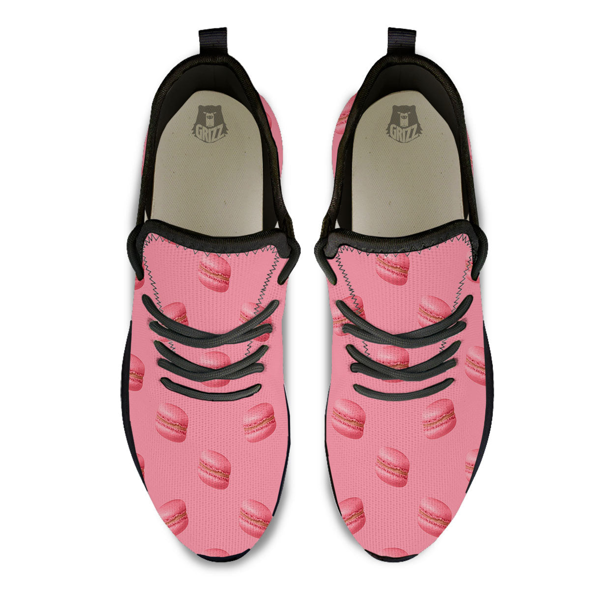 Macarons Pink Print Pattern Black Athletic Shoes-grizzshop