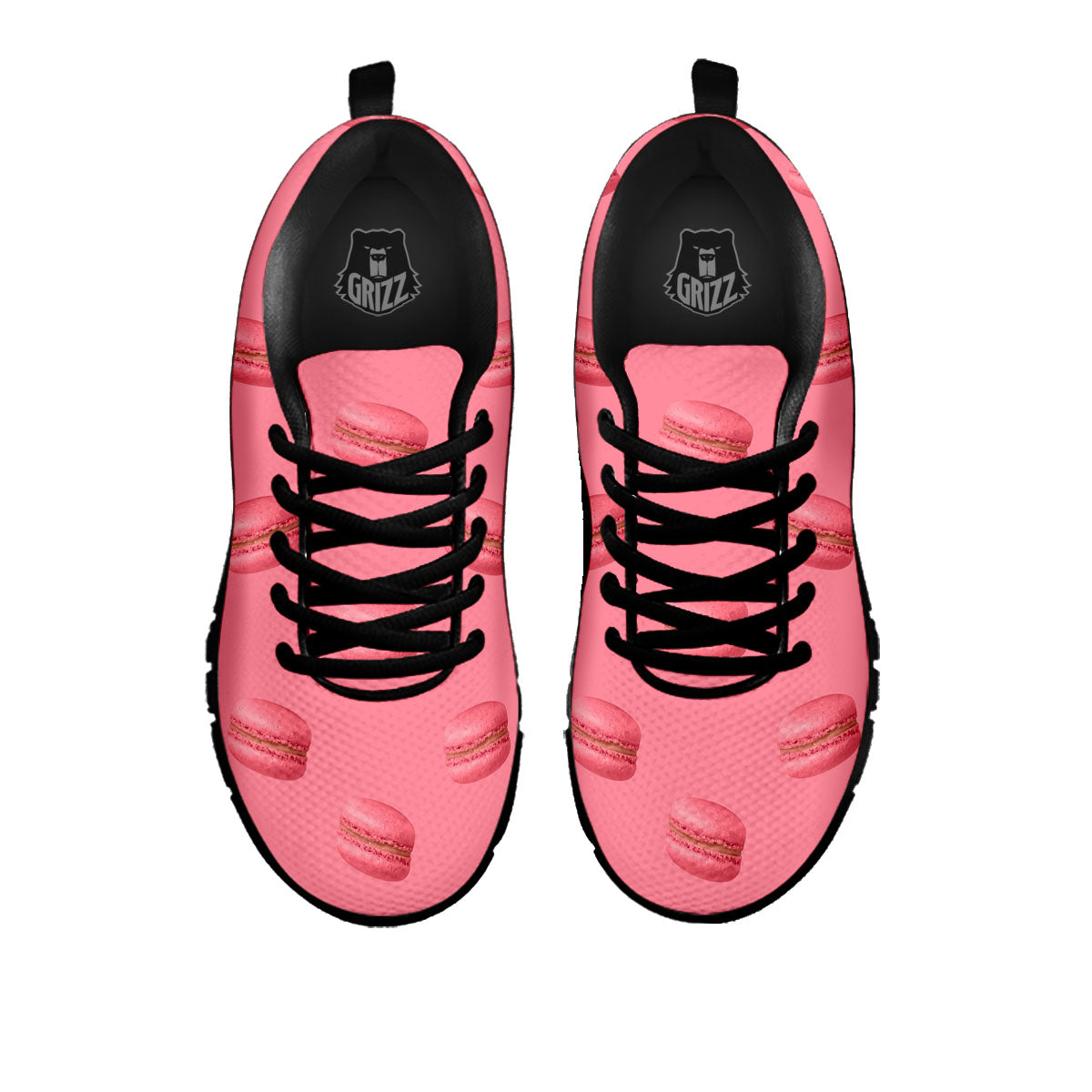 Macarons Pink Print Pattern Black Sneaker-grizzshop