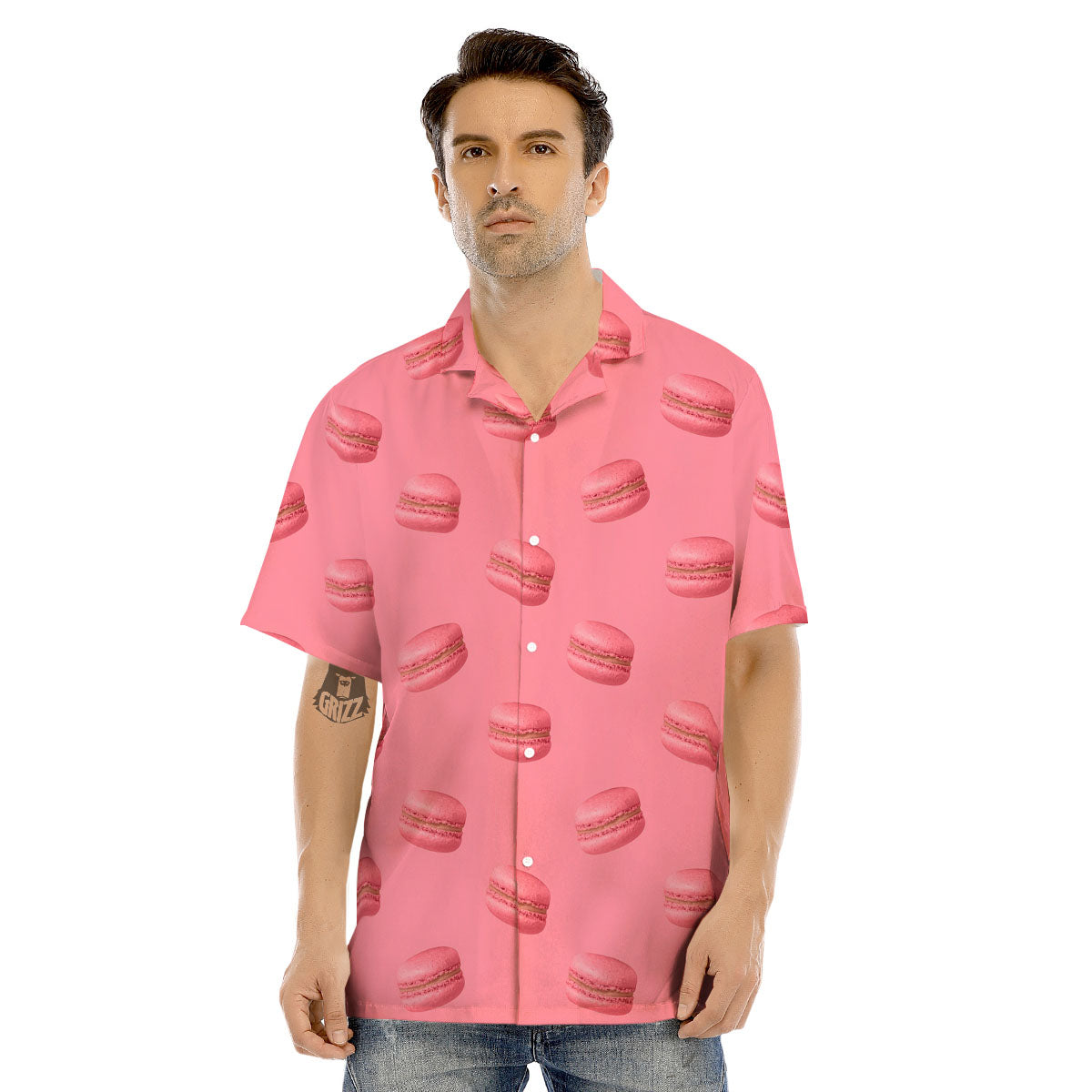 Macarons Pink Print Pattern Men's Hawaiian Shirt-grizzshop
