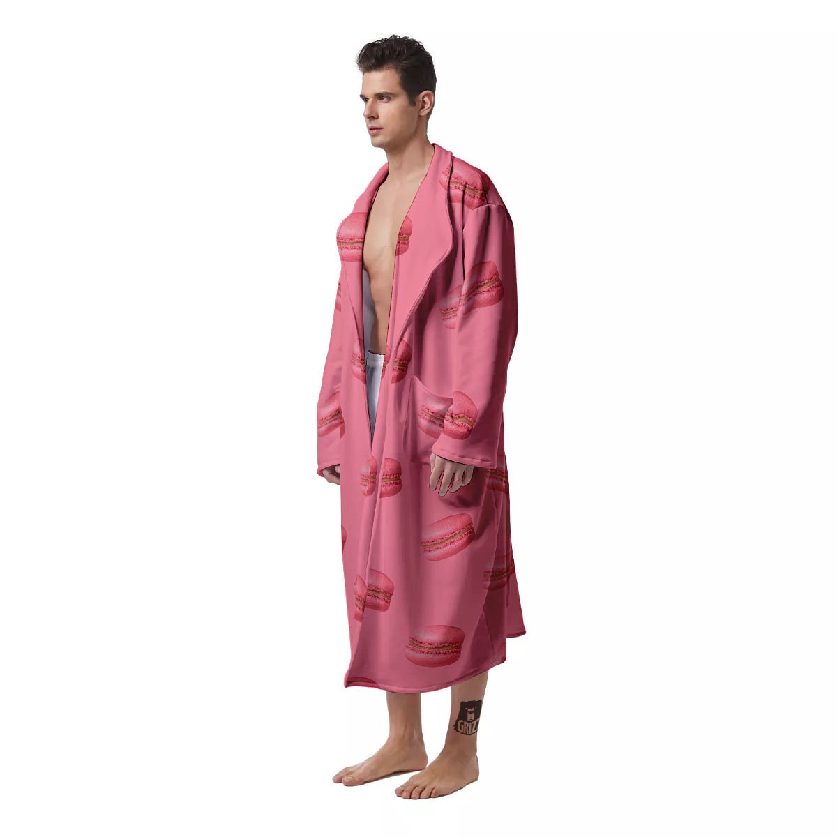 Macarons Pink Print Pattern Men's Robe-grizzshop