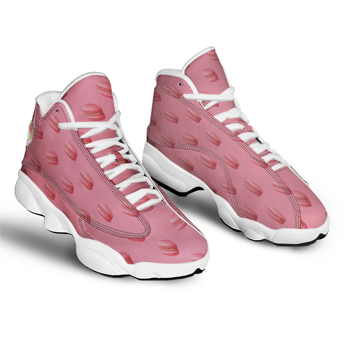 Macarons Pink Print Pattern White Basketball Shoes-grizzshop