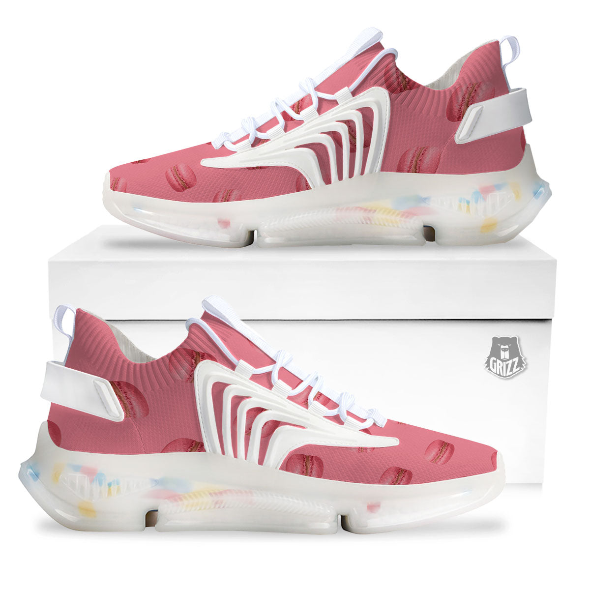 Macarons Pink Print Pattern White Gym Shoes-grizzshop