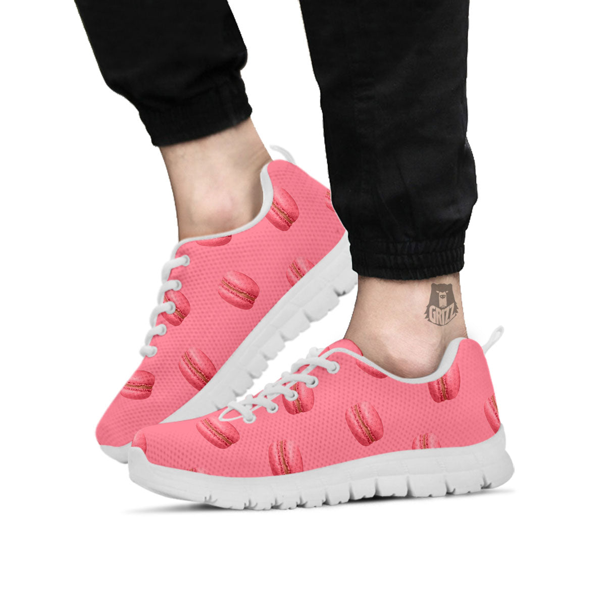 Macarons Pink Print Pattern White Sneaker-grizzshop