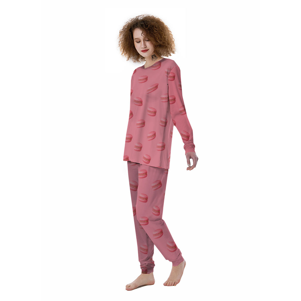 Macarons Pink Print Pattern Women's Pajamas-grizzshop