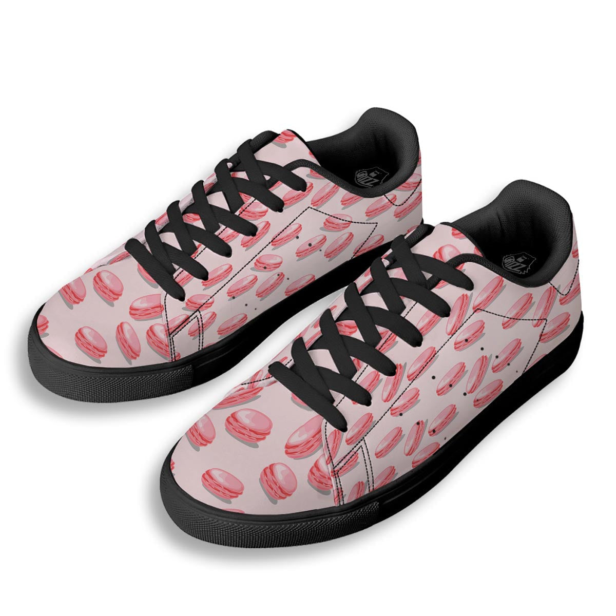 Macarons Sweet Print Pattern Black Low Top Sneakers-grizzshop