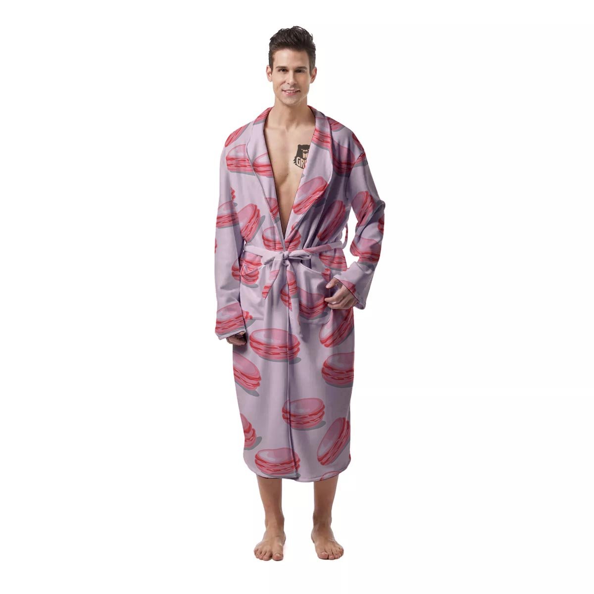 Macarons Sweet Print Pattern Men's Robe-grizzshop