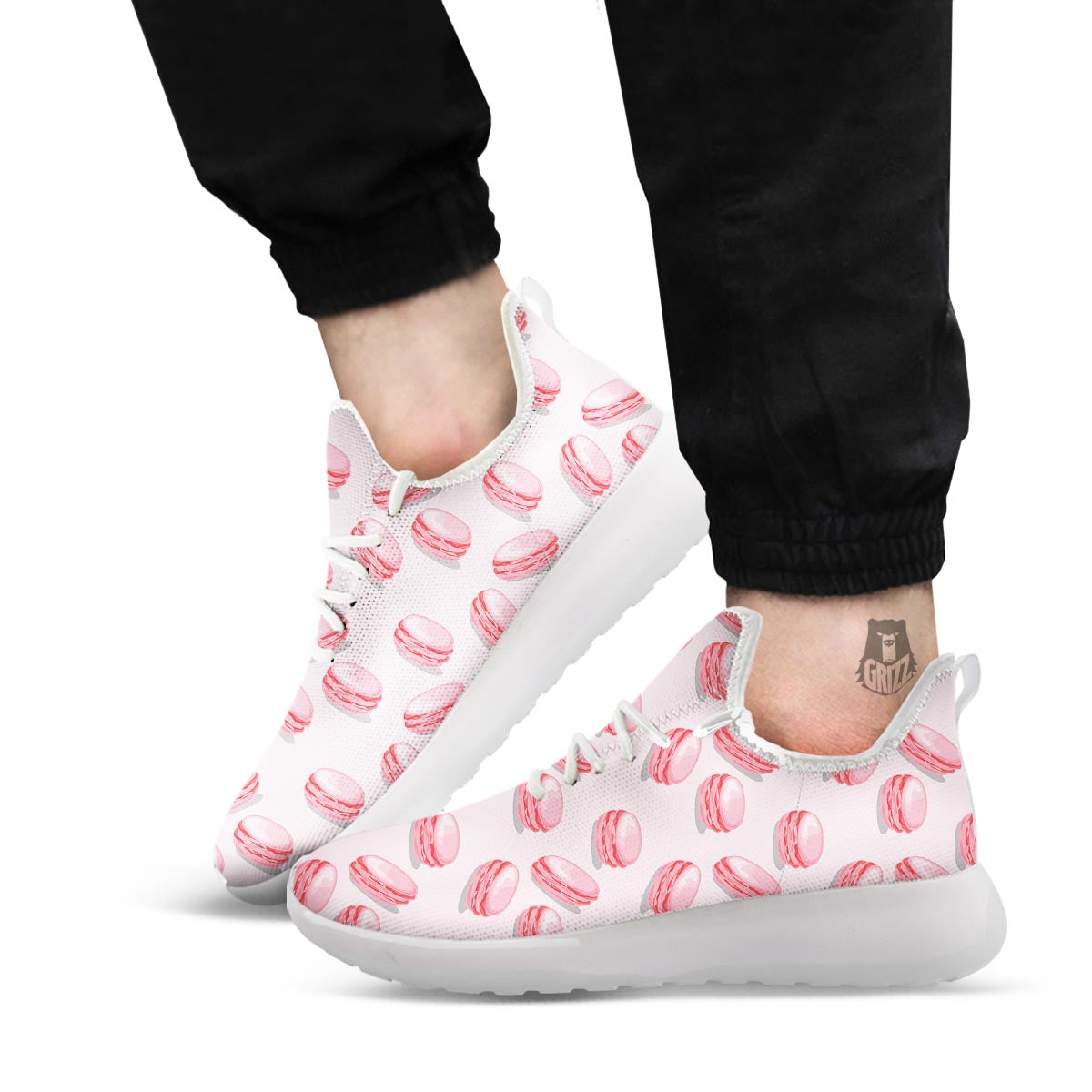 Macarons Sweet Print Pattern White Athletic Shoes-grizzshop