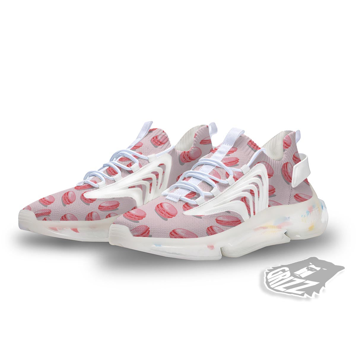 Macarons Sweet Print Pattern White Gym Shoes-grizzshop