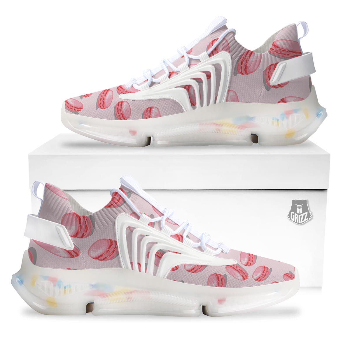 Macarons Sweet Print Pattern White Gym Shoes-grizzshop