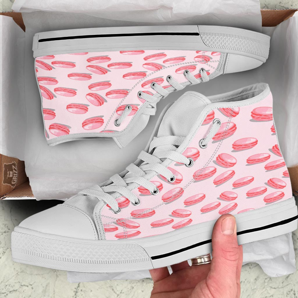 Macarons Sweet Print Pattern White High Top Shoes-grizzshop