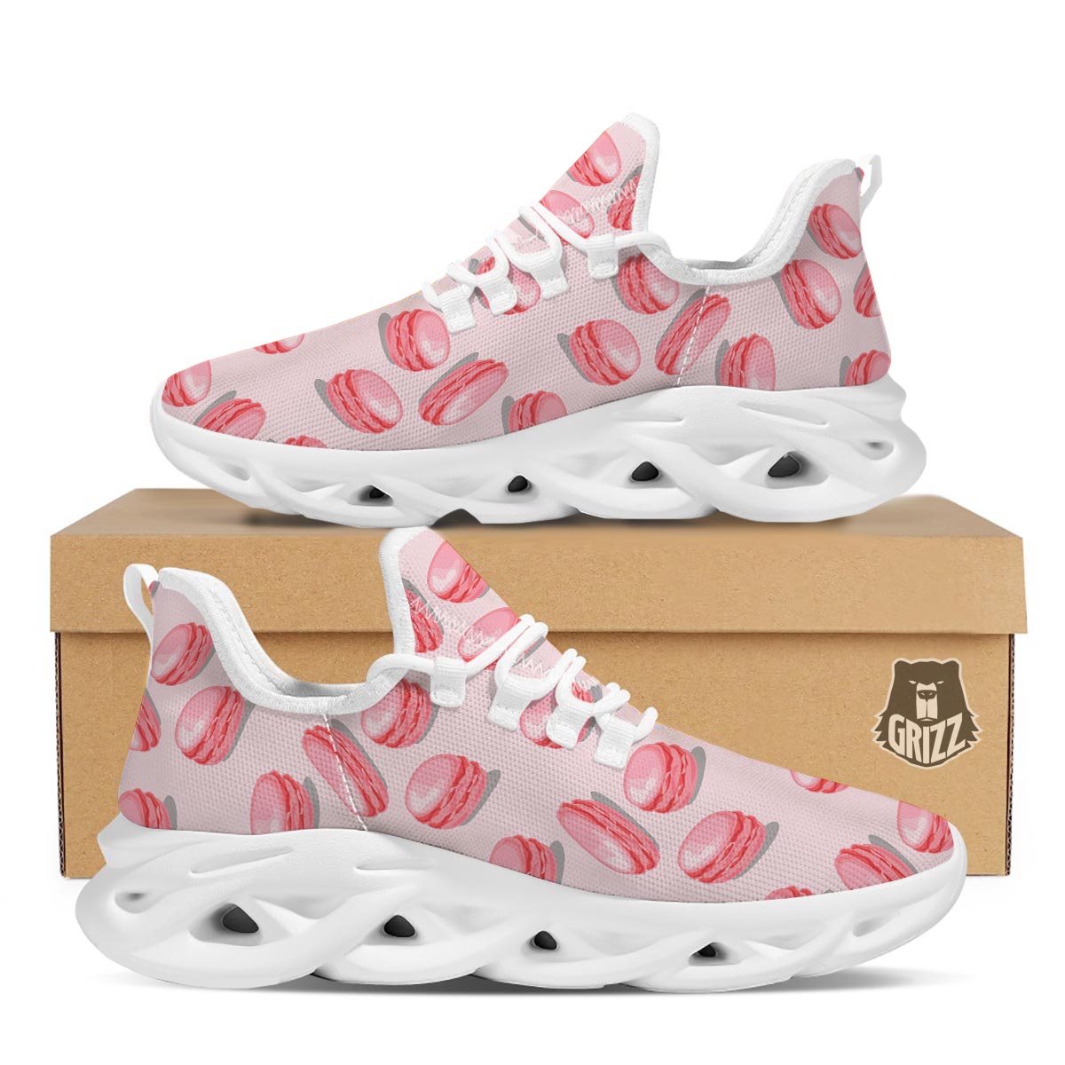 Macarons Sweet Print Pattern White Running Shoes-grizzshop