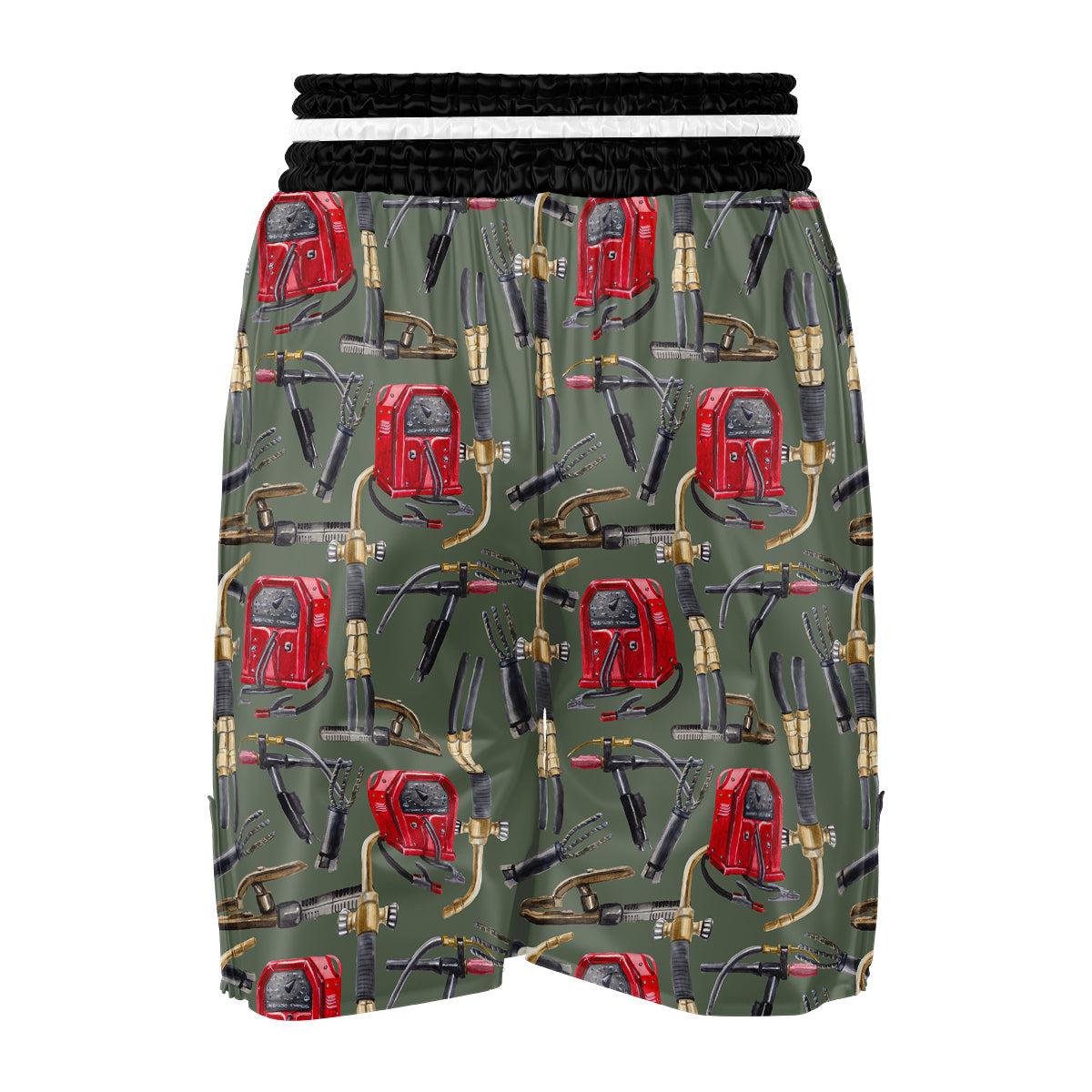 Machine Welding Print Pattern Boxing Shorts-grizzshop