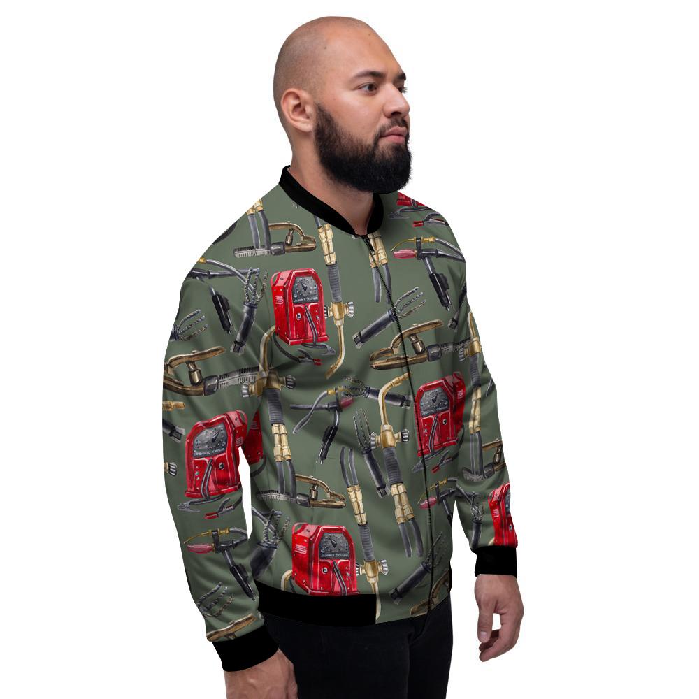 Machine Welding Print Pattern Men's Bomber Jacket-grizzshop