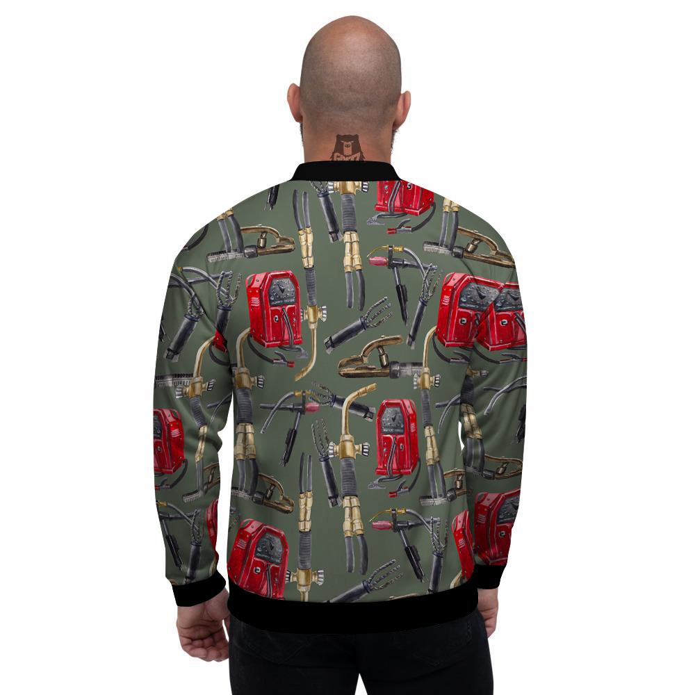 Machine Welding Print Pattern Men's Bomber Jacket-grizzshop