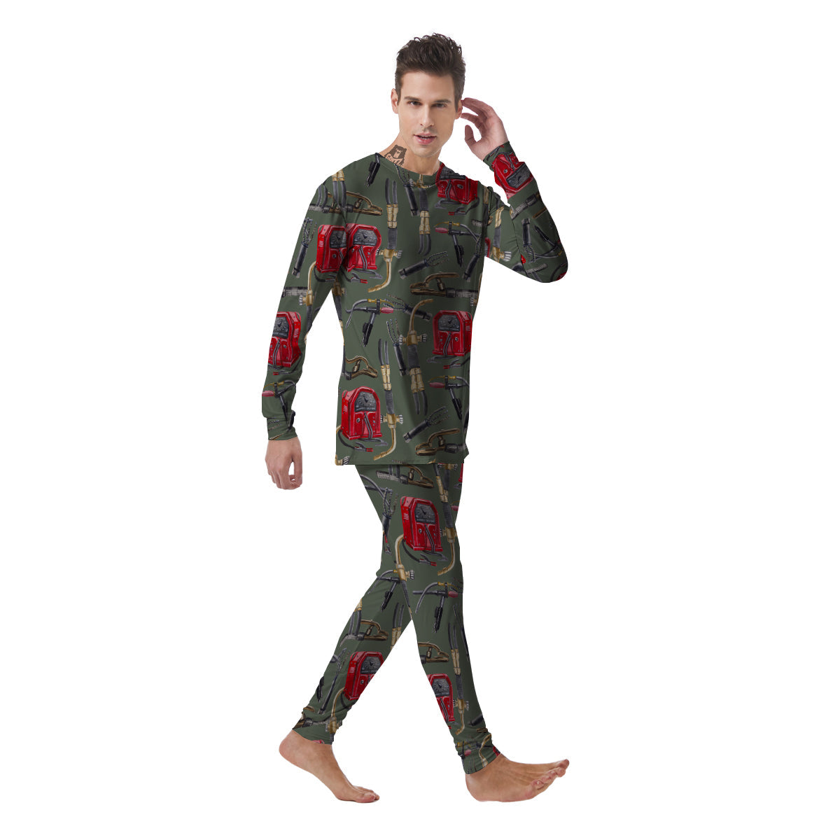 Machine Welding Print Pattern Men's Pajamas-grizzshop