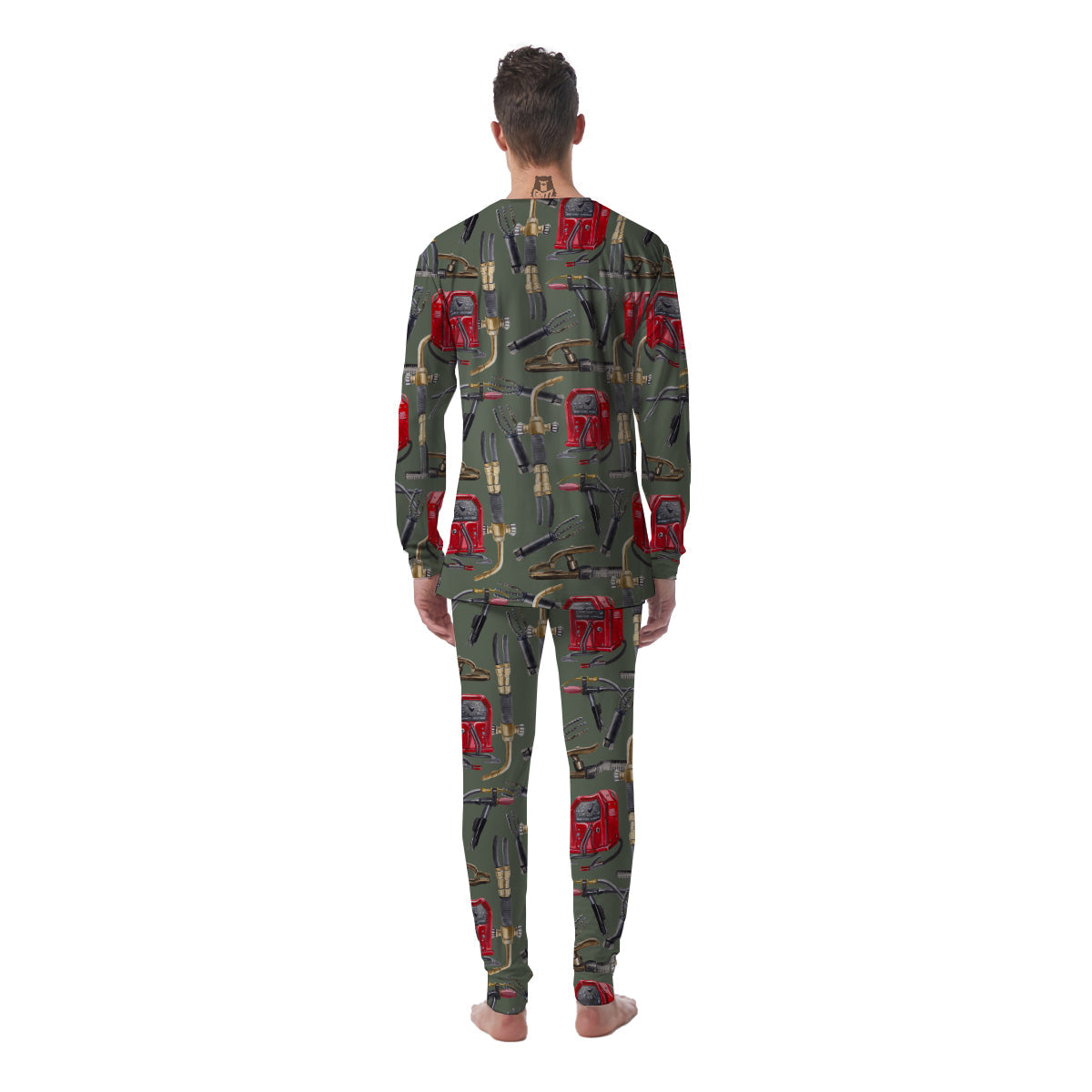 Machine Welding Print Pattern Men's Pajamas-grizzshop