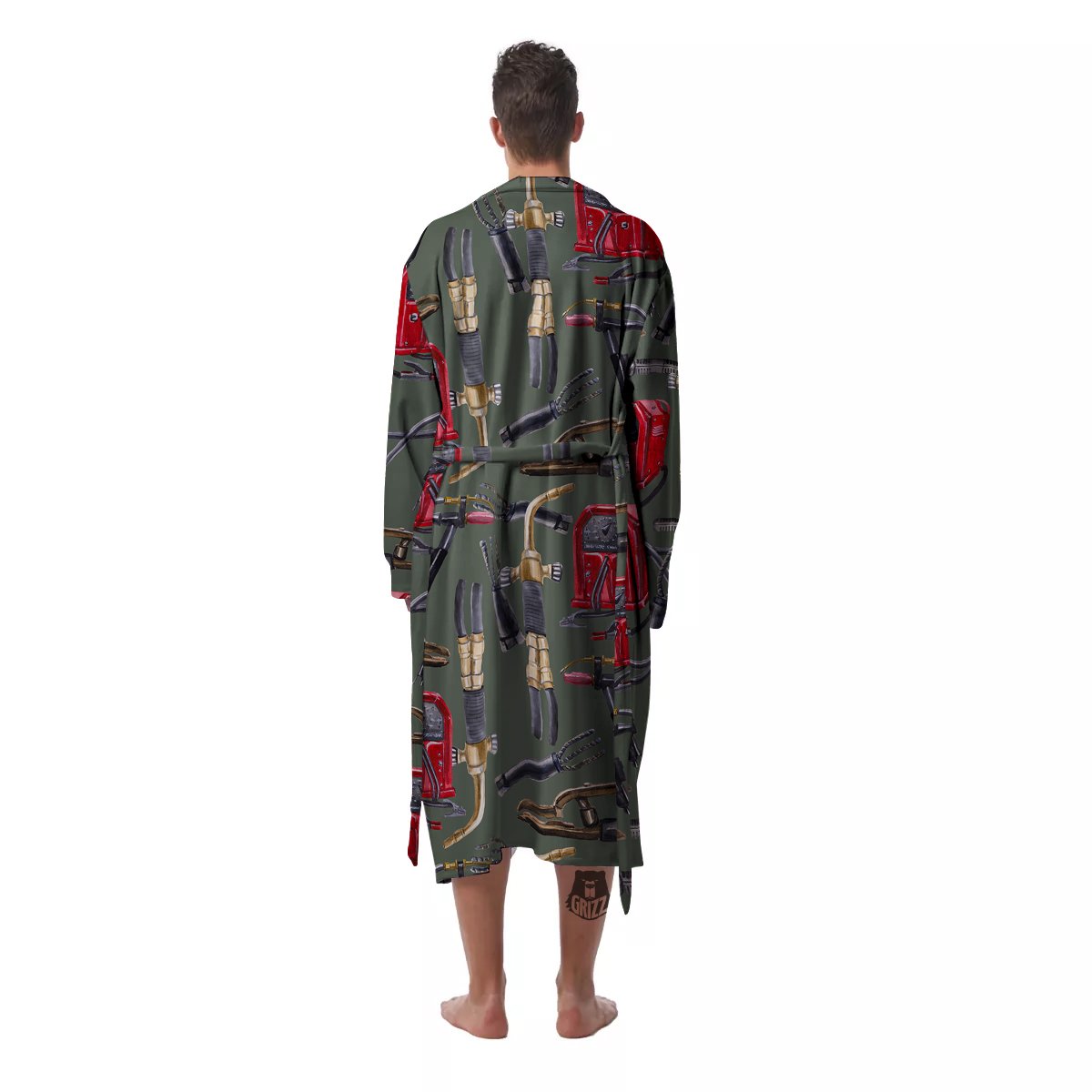 Machine Welding Print Pattern Men's Robe-grizzshop
