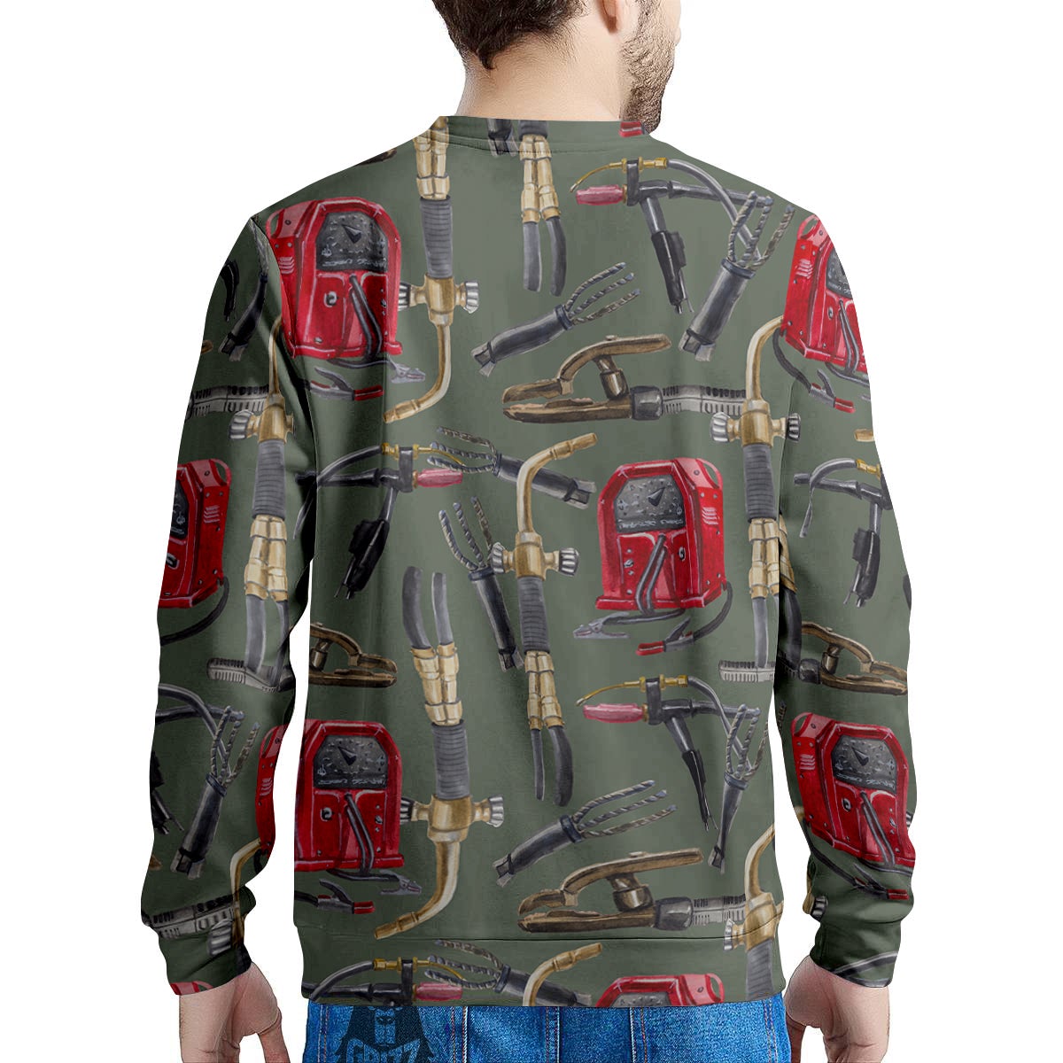 Machine Welding Print Pattern Men's Sweatshirt-grizzshop