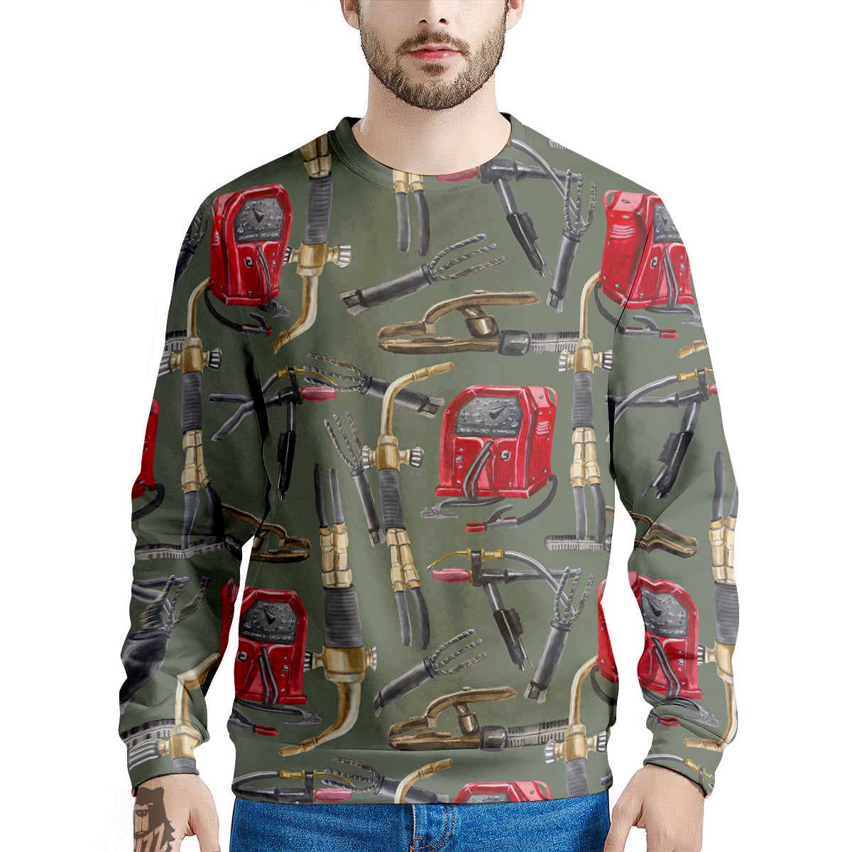 Machine Welding Print Pattern Men's Sweatshirt-grizzshop