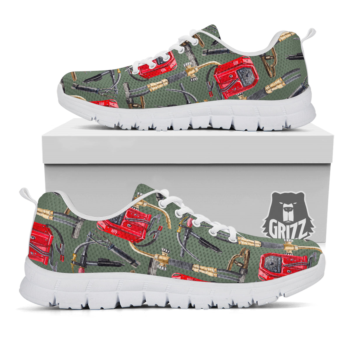 Machine Welding Print Pattern White Sneaker-grizzshop