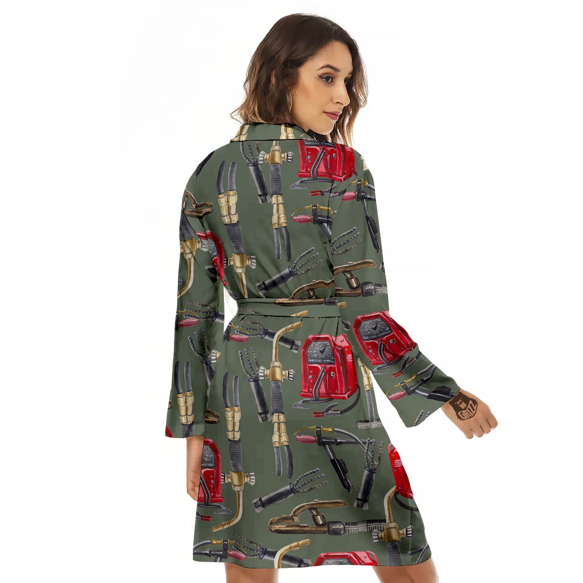 Machine Welding Print Pattern Women's Robe-grizzshop