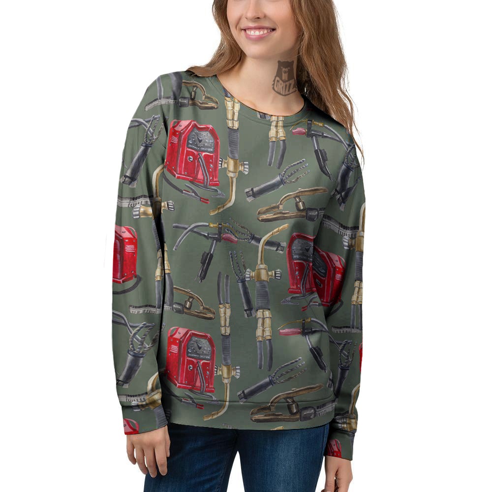 Machine Welding Print Pattern Women's Sweatshirt-grizzshop