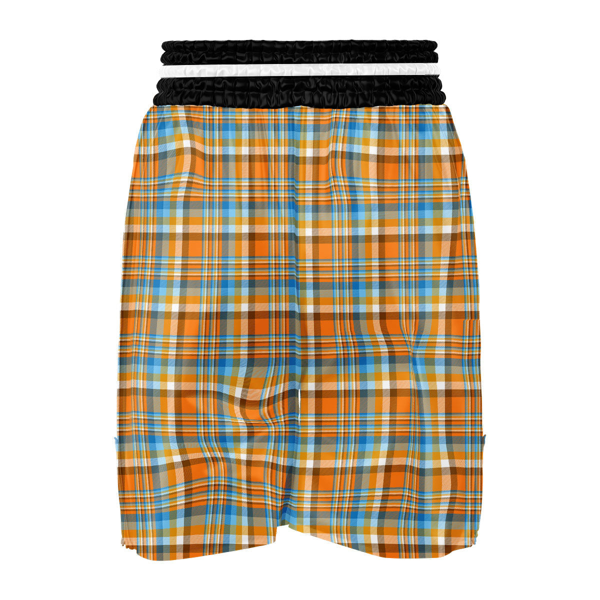 Madras Blue And Orange Print Pattern Boxing Shorts-grizzshop