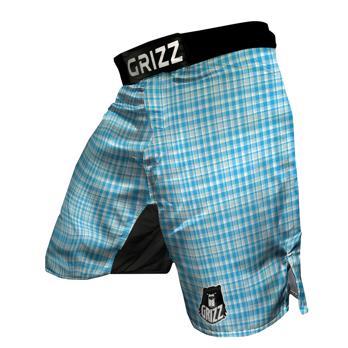 Madras Blue Print Pattern MMA Shorts-grizzshop