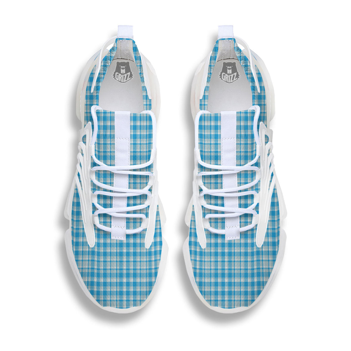Madras Blue Print Pattern White Gym Shoes-grizzshop