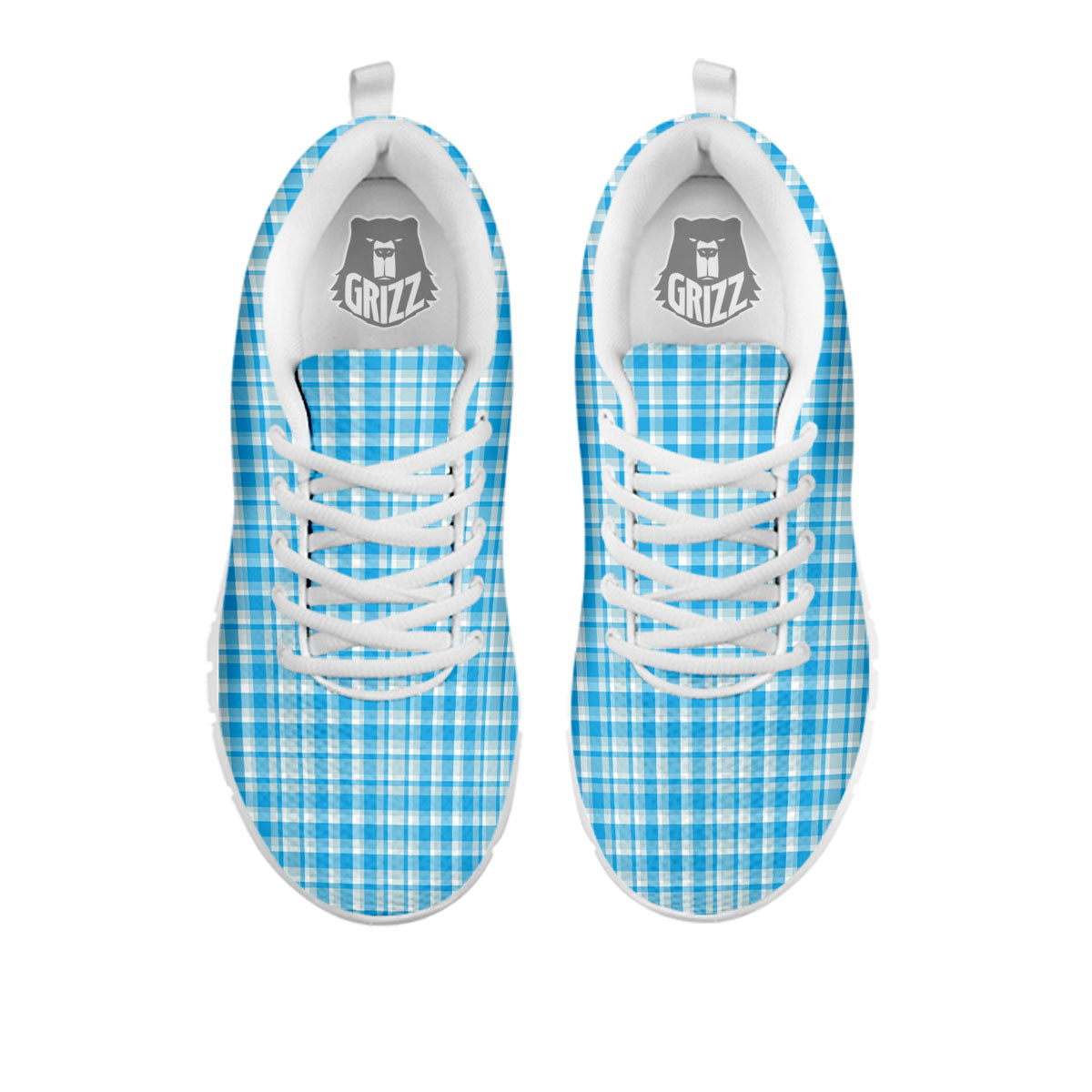 Madras Blue Print Pattern White Sneaker-grizzshop