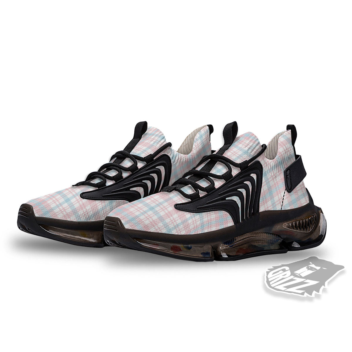 Madras Pastel Print Pattern Black Gym Shoes-grizzshop