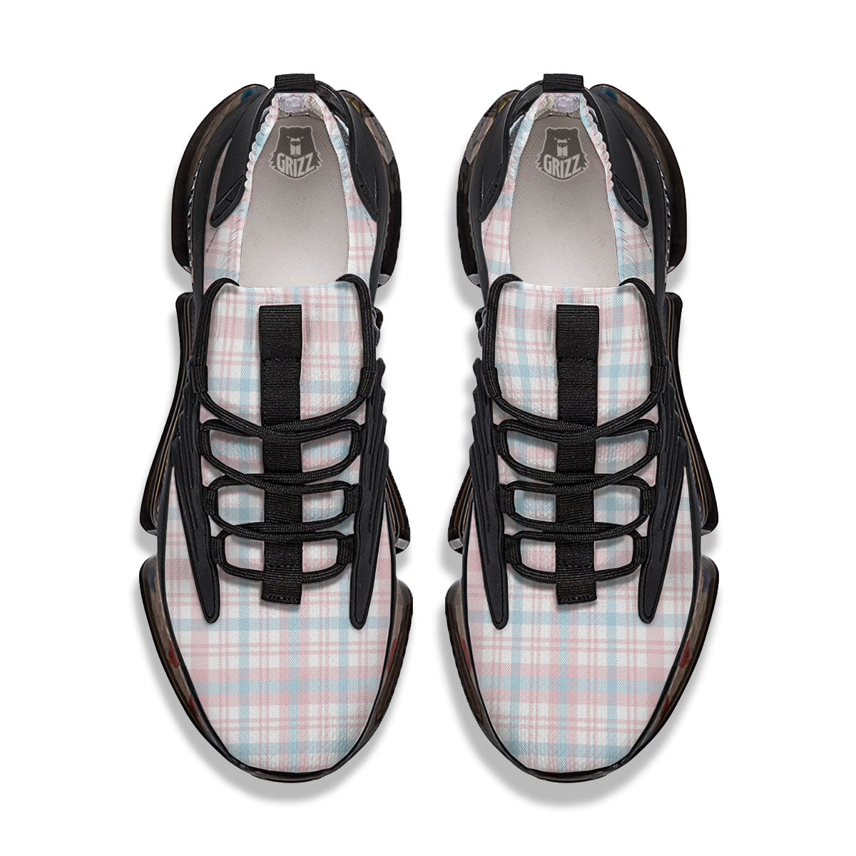 Madras Pastel Print Pattern Black Gym Shoes-grizzshop