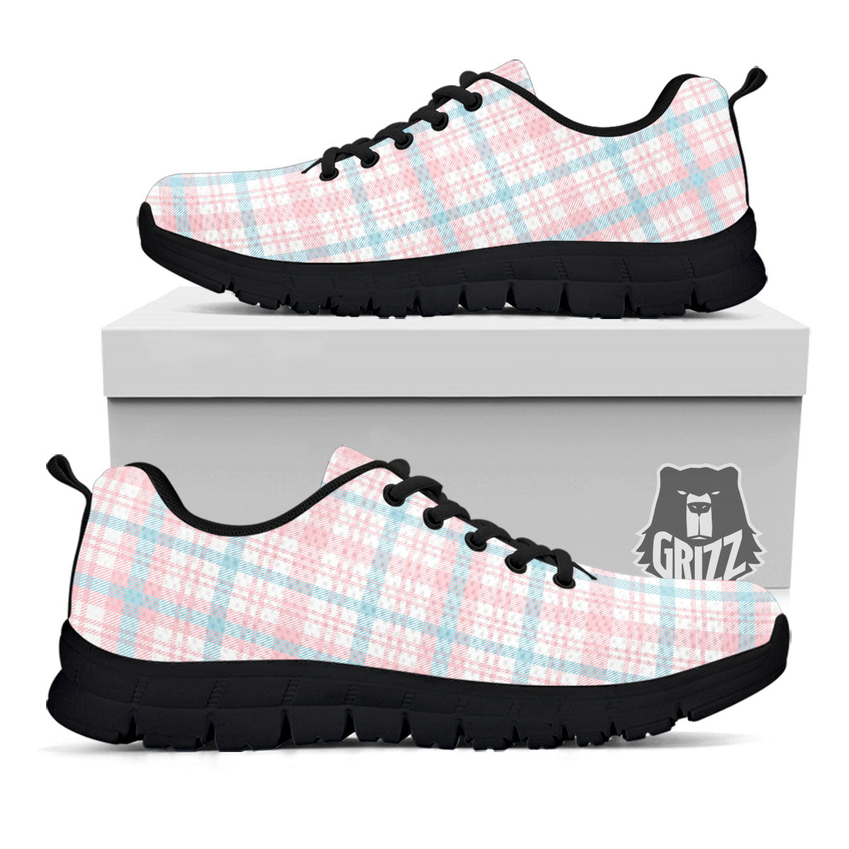 Madras Pastel Print Pattern Black Sneaker-grizzshop