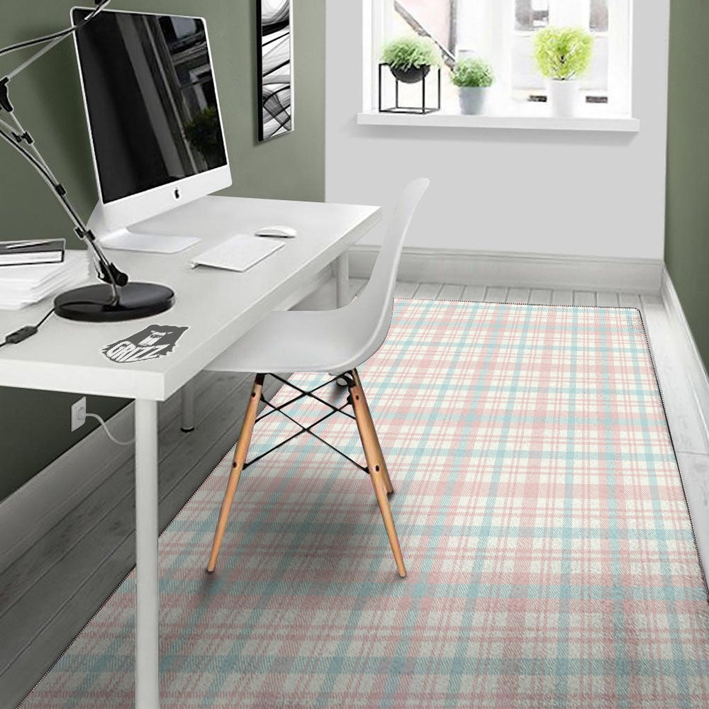 Madras Pastel Print Pattern Floor Mat-grizzshop