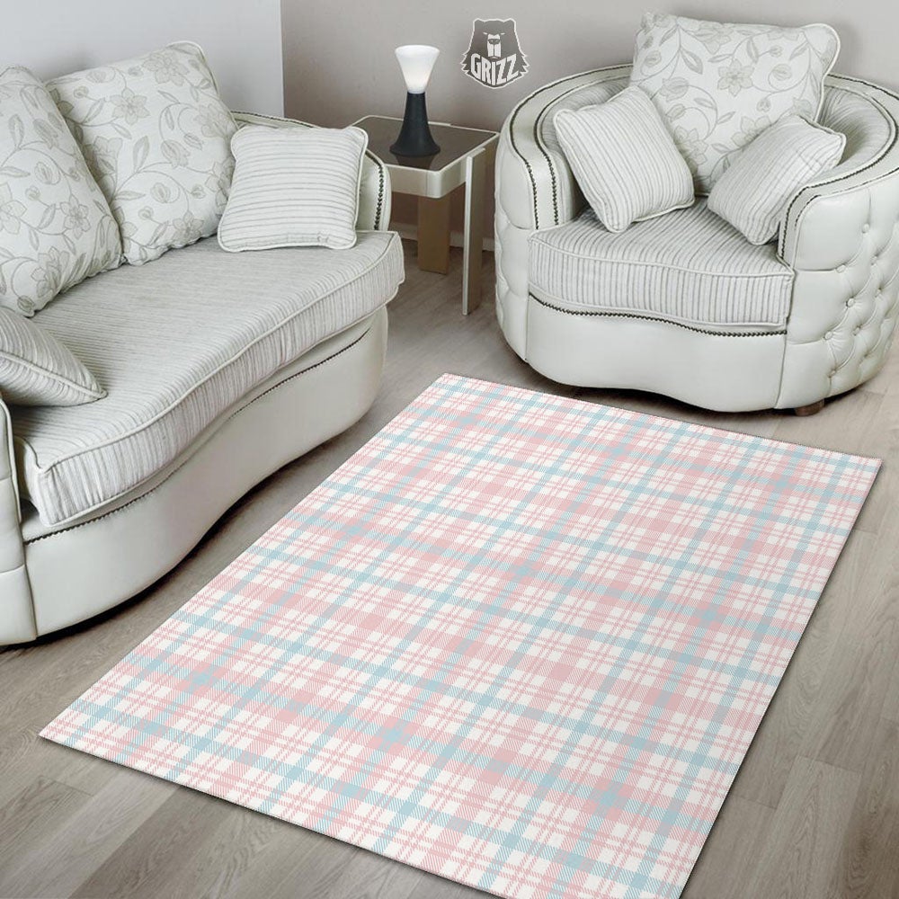 Madras Pastel Print Pattern Floor Mat-grizzshop