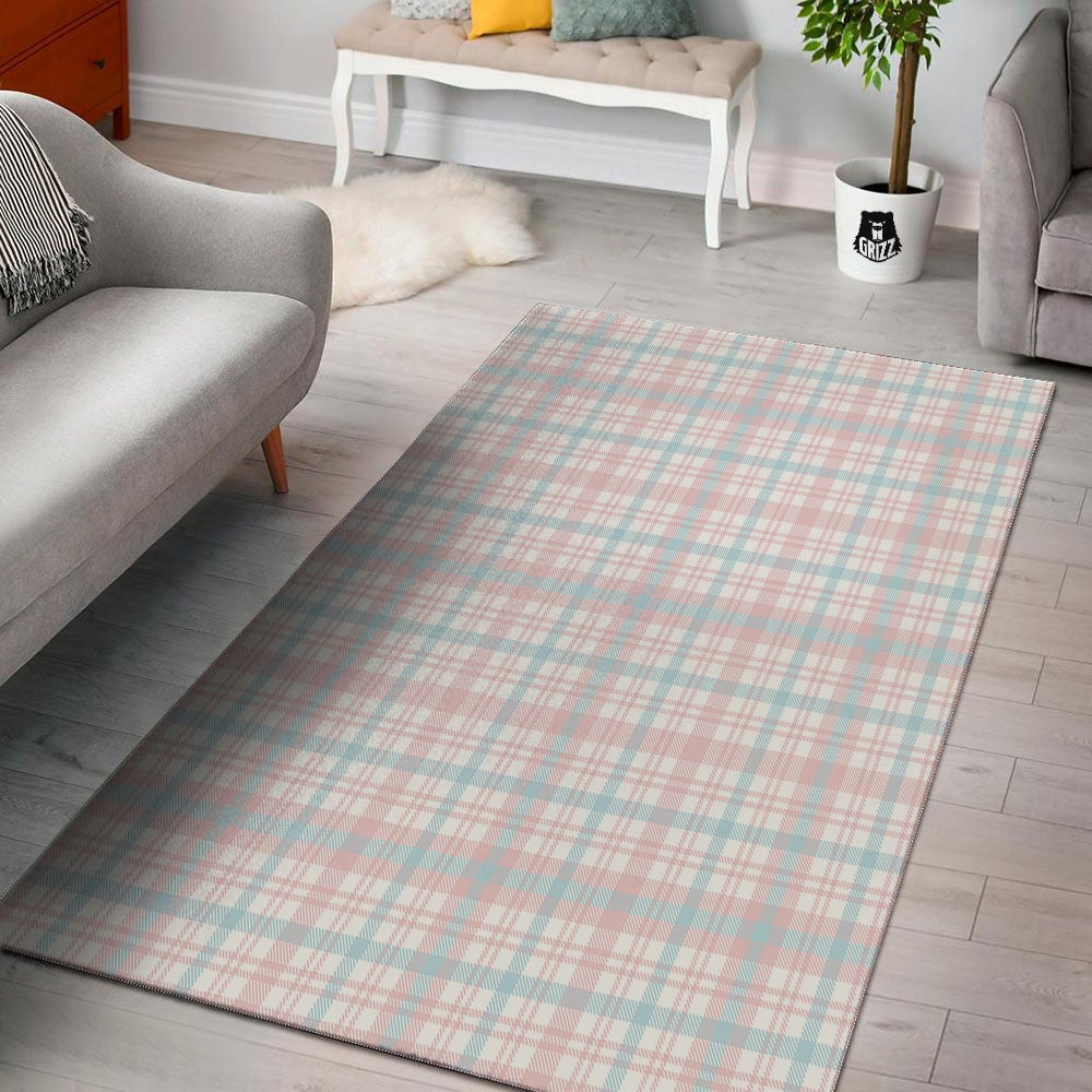 Madras Pastel Print Pattern Floor Mat-grizzshop
