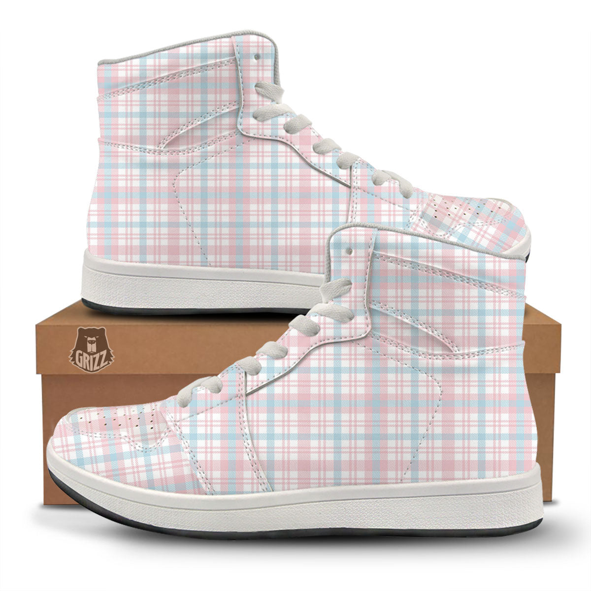 Madras Pastel Print Pattern High Top Sneakers-grizzshop