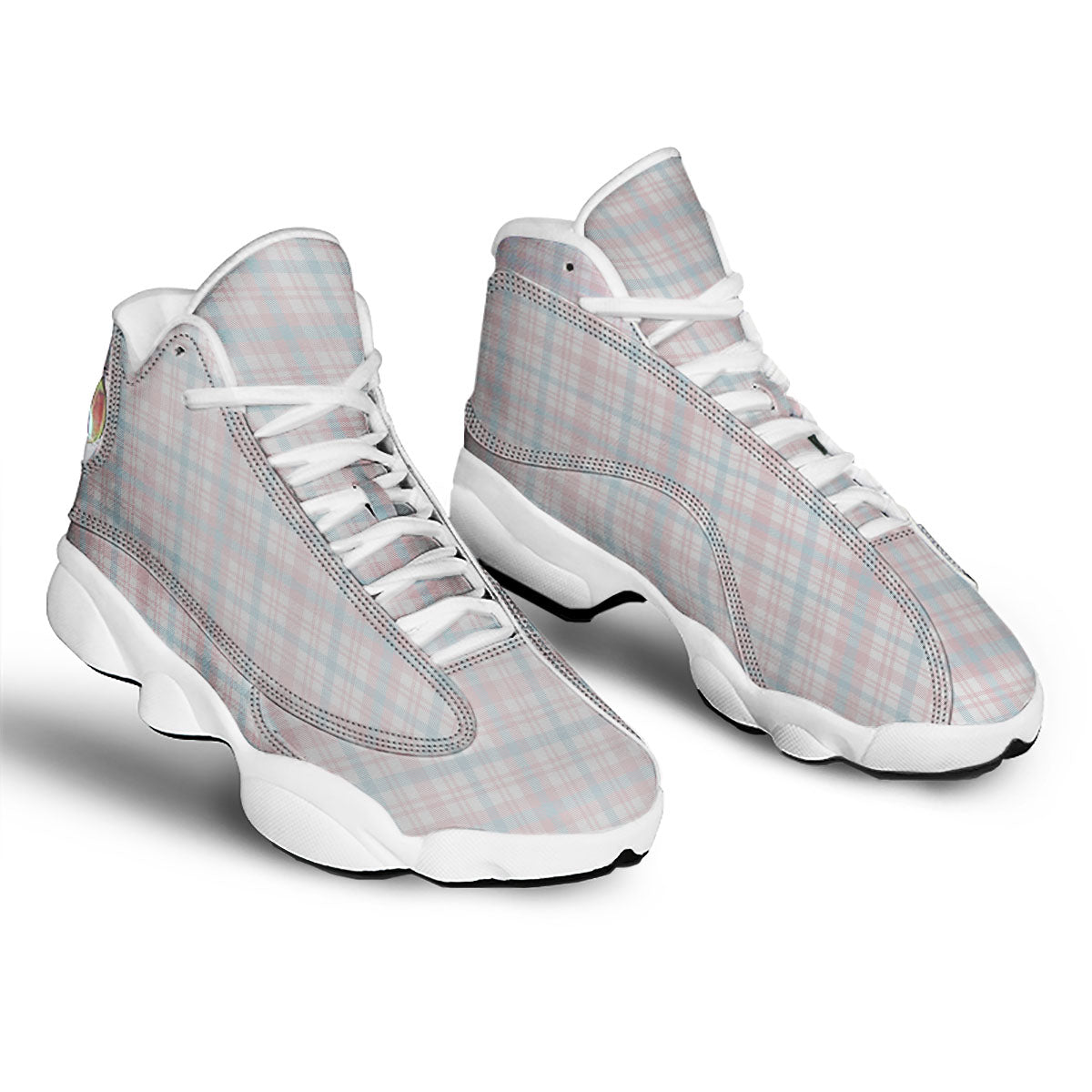 Madras Pastel Print Pattern White Basketball Shoes-grizzshop