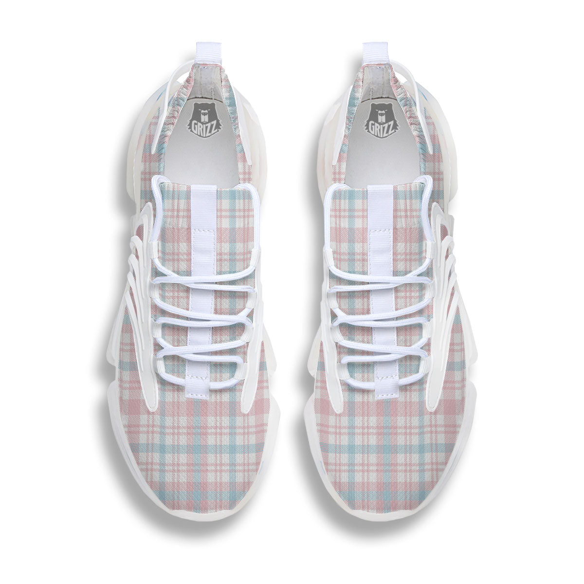 Madras Pastel Print Pattern White Gym Shoes-grizzshop