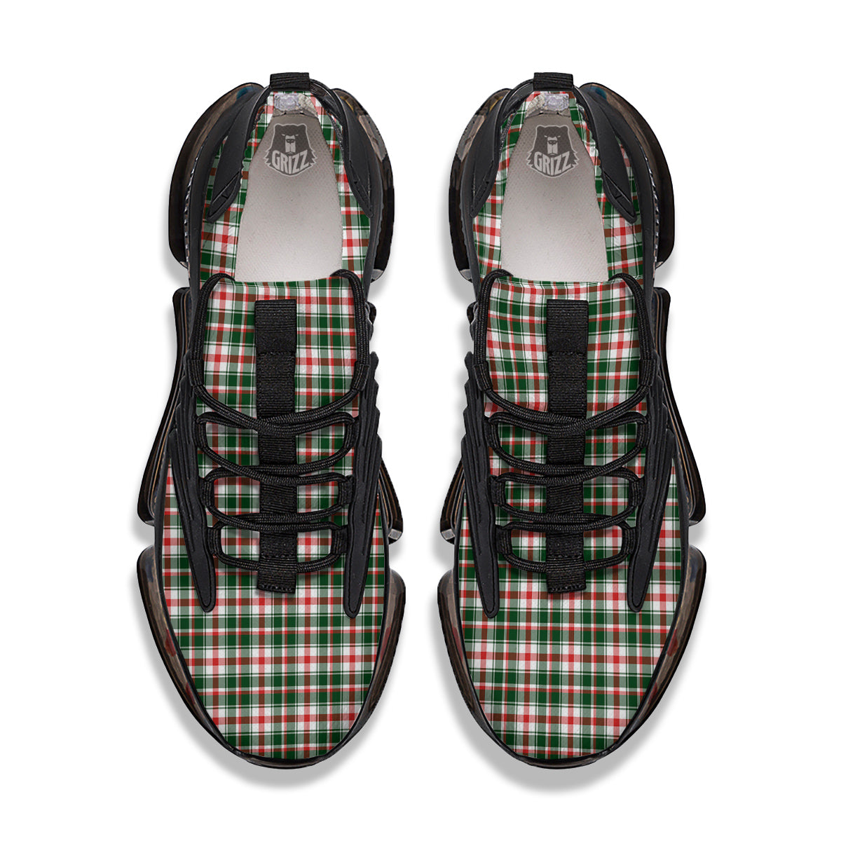 Madras Plaid Christmas Print Black Gym Shoes-grizzshop