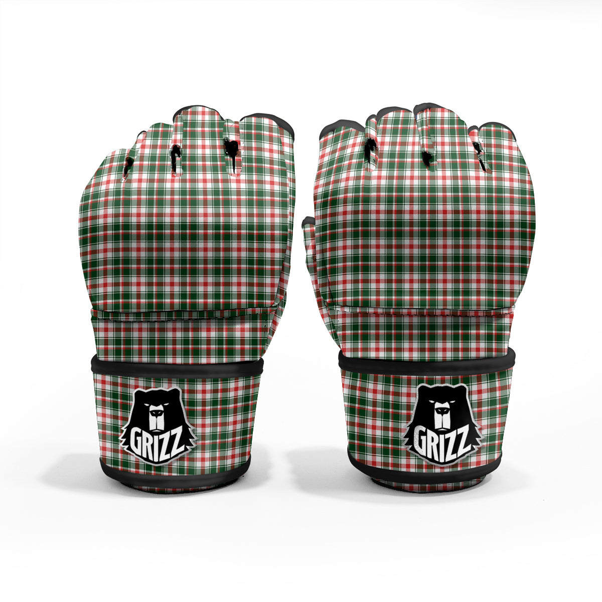 Madras Plaid Christmas Print MMA Gloves-grizzshop
