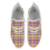 Madras Plaid Orange And Purple Print Pattern White Athletic Shoes-grizzshop