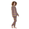 Madras Plaid Orange And Purple Print Pattern Women's Pajamas-grizzshop