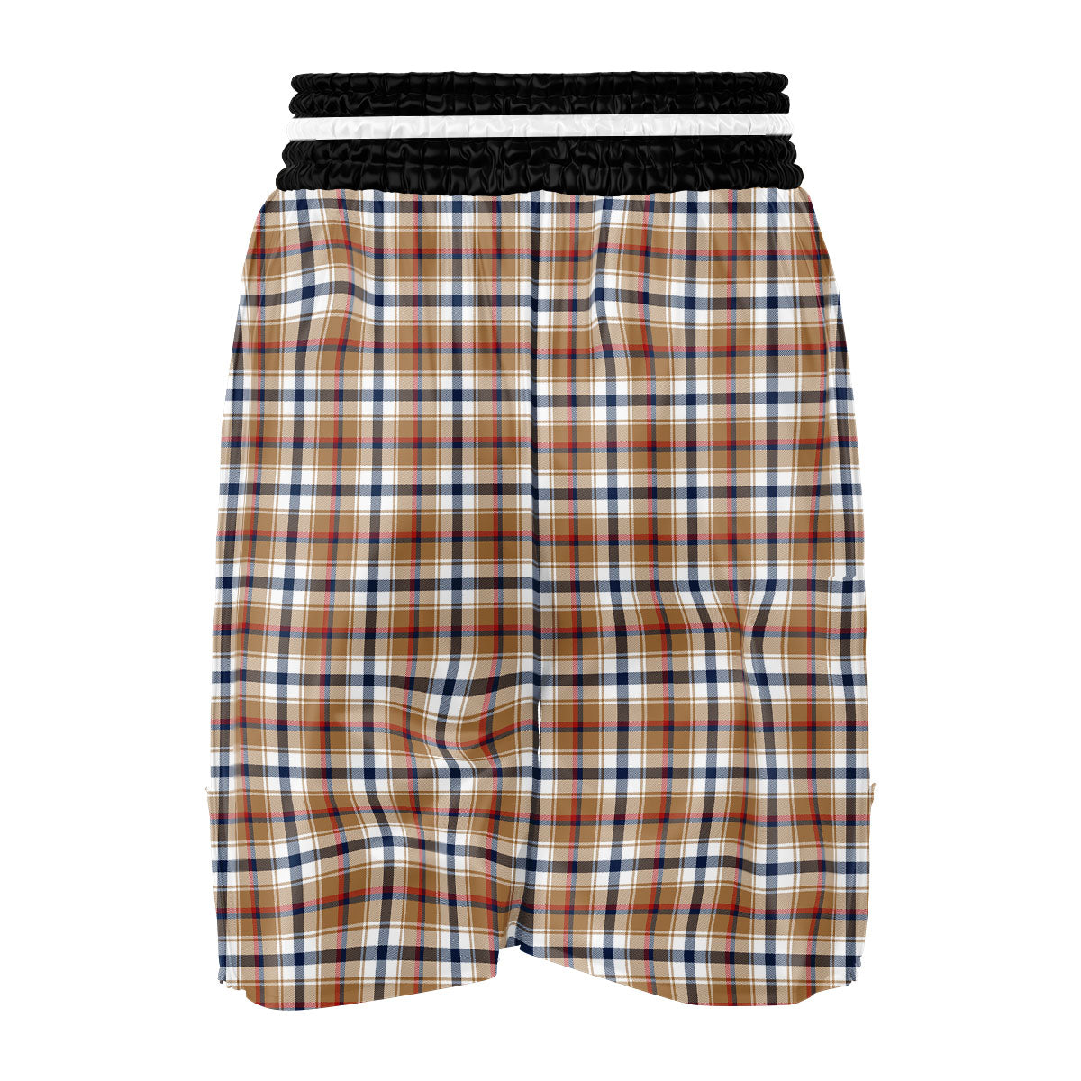 Madras Plaid Red Blue And Beige Print Boxing Shorts-grizzshop