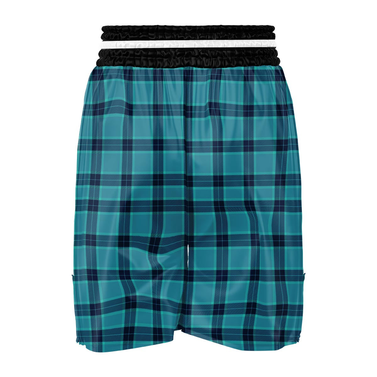 Madras Teal Print Pattern Boxing Shorts-grizzshop