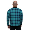 Madras Teal Print Pattern Men's Bomber Jacket-grizzshop